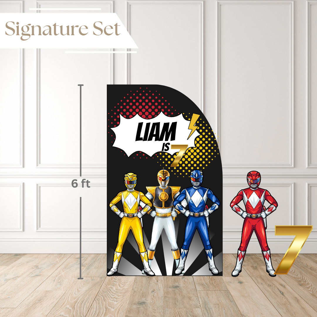 Power Rangers Birthday Printed Backdropx