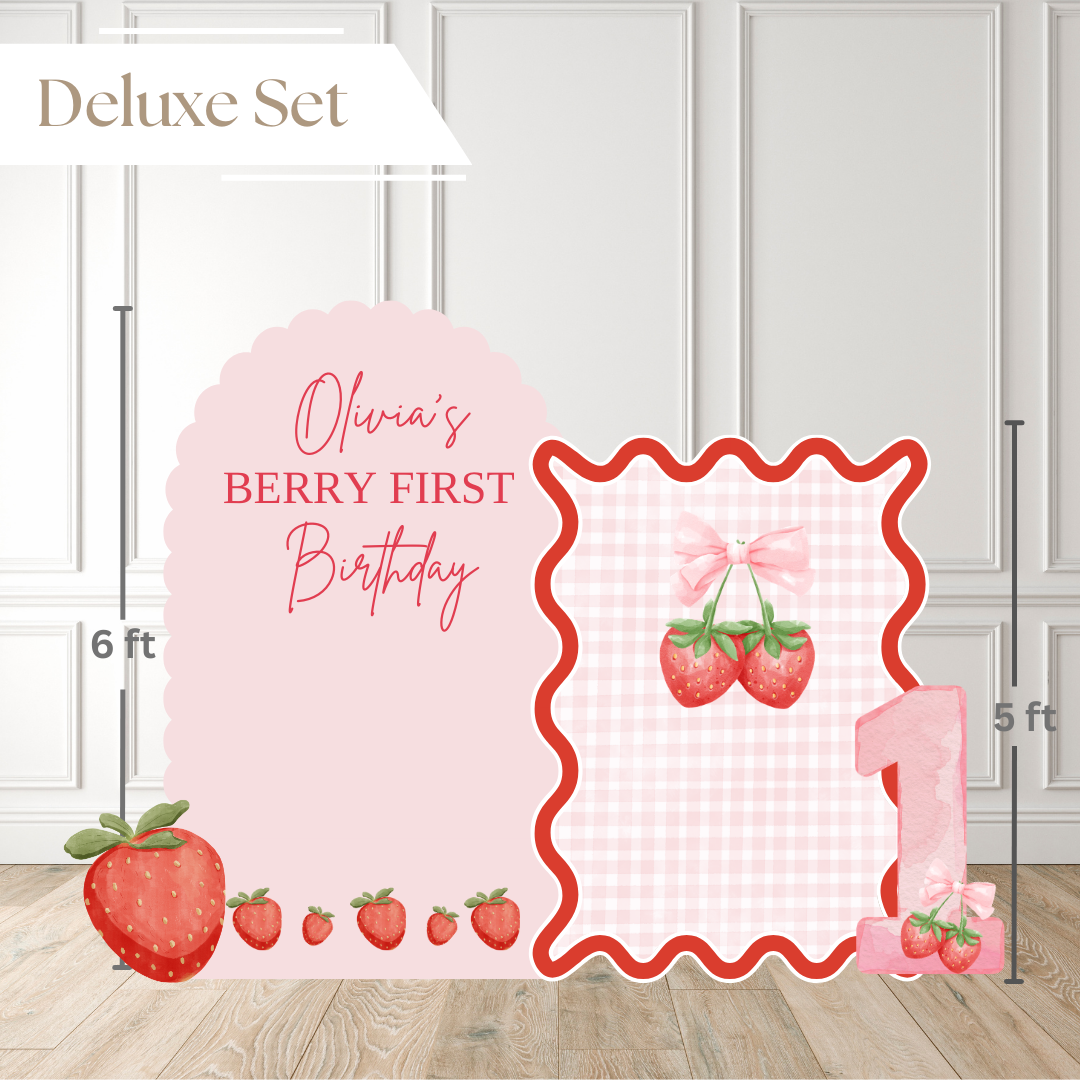 Sweet Berry First Birthday Celebration Printed Backdrop