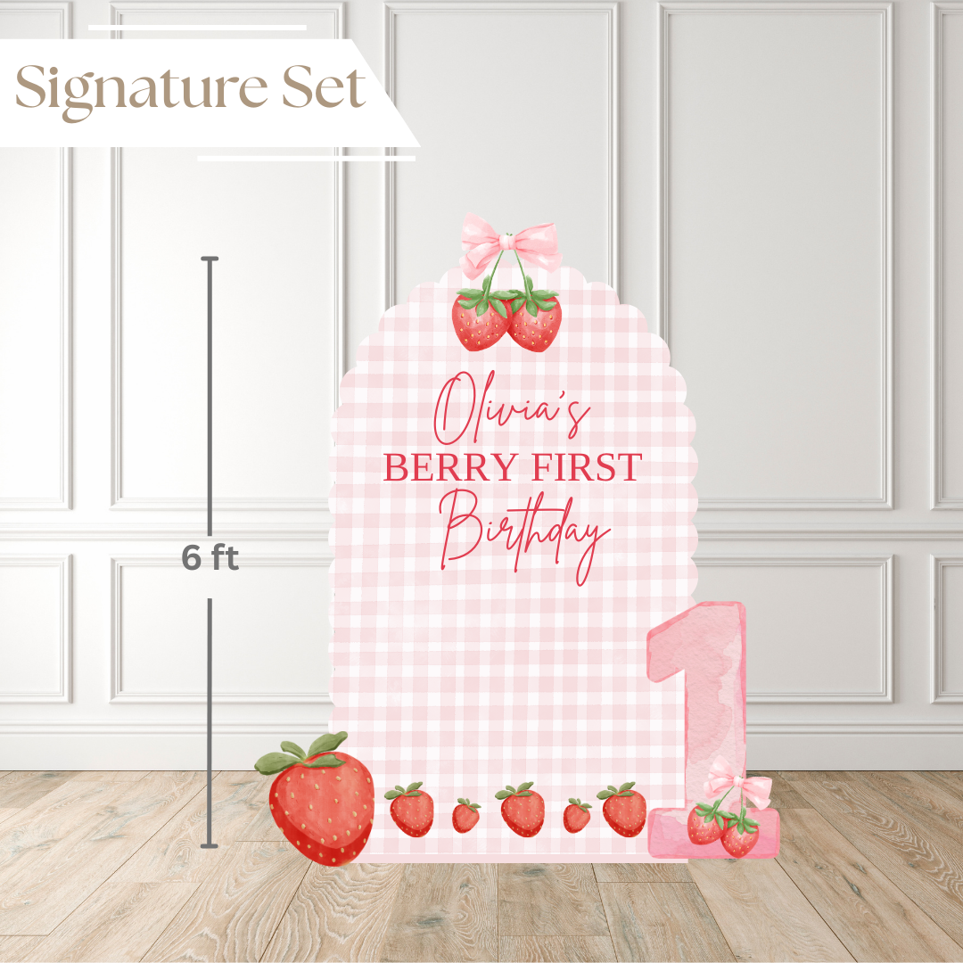 Sweet Berry First Birthday Celebration Printed Backdrop
