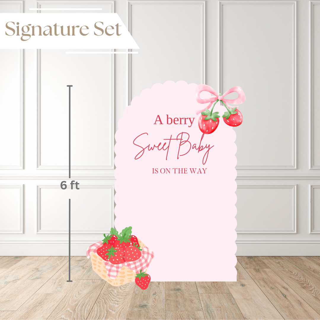 A Berry Sweet Baby Is on the Way Printed Backdrop