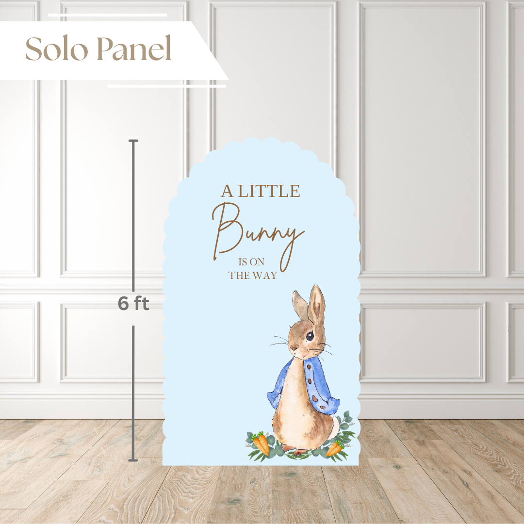 A Little Bunny Is on the Way – Heirloom Blue  Printed Backdrop